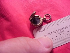 Antique TINY 1/2 INCH Vintage Victorian Small Gold Filled Hair Mourning Locket