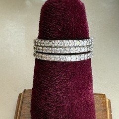 Three Stackable Sparkly Eternity Bands; 925 Sterling Silver PAS; Ring Size 7
