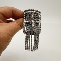 VTG Signed Goldette Tassel Brooch Pin Pendant Buckle Statement Art Deco Style