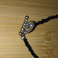 Statement Tassel Necklace Black Beaded Silver-Tone Howlite-Style Acrylic