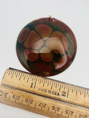 Vintage Modernist Enamel On Copper Brooch Pendant Green Signed Carolyn MCM
