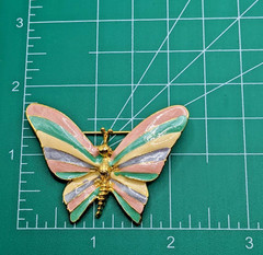 Vintage Butterfly Brooch Pin Pastel Pink Yellow Lavender Enamel Gold Tone Estate