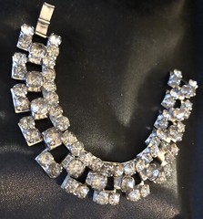 Vintage Rhinestone Raised Prong Setting Bracelet 7” X 3/4”