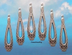 #0097 ANTIQUED STERLING SILVER PLATED OPEN TEARDROP W/TOP HANG RING – 6 Pcs