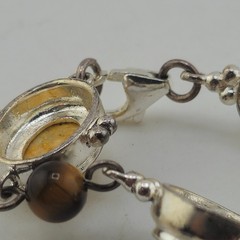 Sterling Silver 925 Bracelet Mixed Stone Cabochons 6.5in Lobster Clasp Classic
