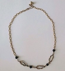Wells Four Bead Gold Necklace 15″ 14K GF Mid Century Choker or Childs Adj J Hook