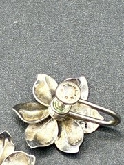 Vintage Sterling Silver 925 Flower Stud Earrings Screw Back Closure No Stone