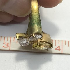 Vintage Sterling Silver Gold Plated Multi Color Cubic Zirconia Stone Ring sz 7