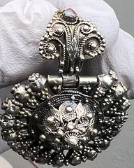 ANTIQUE ARMENIAN BYZANTINE REVIVAL OTTOMAN SAPHIRET COIN SILVER JEWELED EARRINGS