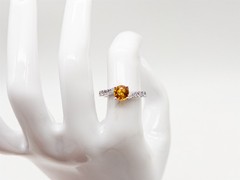Simon G $6000 1.50ct Natural Padparadscha Sapphire Diamond 18k White Gold Ring