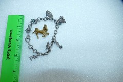 Vintage Brown Enamel Prancing HORSE 1″ Pin Brooch & Western Theme Charm Bracelet
