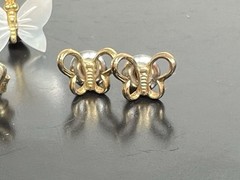 Vintage Butterfly Earrings Filigree Open Pierced Colorful Lot 6 Dainty Small See