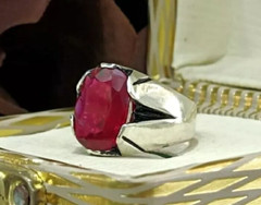 Beautiful Unique Ruby Stone Ring Unheated Untreated Ruby For Men Sterling Silver