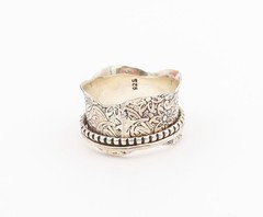 925 Sterling Silver Vintage Ring Floral Engraved Spinner Band Sz 11.5 RG36532