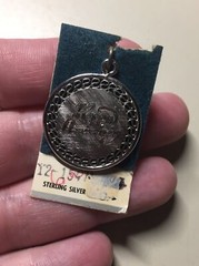 Vintage 1960s Griffith Sterling Happy Anniversary Engraved Reticulated Charm NOS