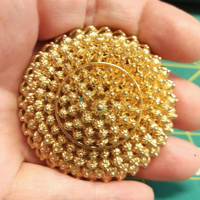 Vintage Gold Tone Pin Brooch Signed Cora Approx 2 inch wide x 1 inch tall Nice!
