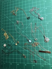 b53. 925 Sterling, GF, Mix material, Enamel, Pearl, Stone 8 chain Necklaces.