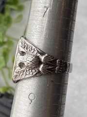 Vintage Uncas 925 Sterling Silver Blank Signet Ring Full Double Eagles Sz 8.25