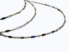 Vintage Necklace Silver Tone Dimpled Link Necklace Long 40 in chain Boho 1970s