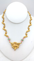 Vintage Floral Necklace Rose Centerpiece Agate Rose Quartz 16 Inch