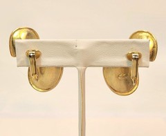 Signed TAT Vintage Earrings Matte Gold Clip-on 1990’s Fashion Statement