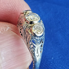 Original EARTH MINED Diamond ART Deco Engagement RING Vintage PLATINUM Trilogy