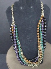 Vintage Bill Blass Multiple Colored Beads & Metal Chain 30″ Long Necklace