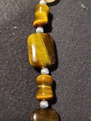 Beautiful Tiger Eye Stone Necklace 24 Inch sterling silver trim