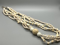 Unique Vintage Multistrand Wooden Beaded Necklace w Multiple Shaped Beads