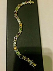 Vintage 925 Sterling Silver FAS/Gemstone Tennis Bracelet – 7″