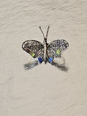 Vintage Art Deco style “Butterfly” brooch: sterling silver,enamel mesh filigree