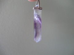 Vintage 2″ Fluorite/Tourmaline Cystal Pendent .925 Silver Clasp Hexagon Shape