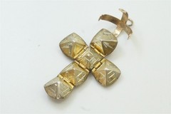 GOOD QUALITY VINTAGE ENGLISH GOLD & SILVER MASONIC ORB / CROSS FOB CHARM