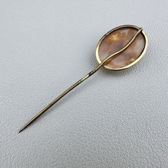 Antique Gold Filled Stick Pin Rutilated Quartz Orange Cabochon 7/8” Victorian
