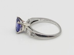 Estate $5000 Certified 1.50ct Blue Purple NO HEAT Sapphire Diamond Platinum Ring