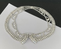 Fabulous Stunning Retro Vintage Baguette Collar Dangle Rhinestone Necklace