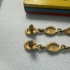 VTG Erwin Pearl Matte Gold Dangle Pierced Earrings Signed – Nice