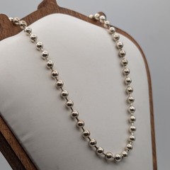 Vintage 925 Sterling Silver Heavy 5mm Military Bead Ball Chain Necklace 20” 27g