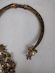 Vintage Smoky Gray Rhinestone Open Flower Choker 5 Dangle Necklace Gorgeous