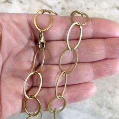 VTG Oval Link Chain Necklace Gold Filled 5mm Choker 12.8gr Chunky Matte 16.5”