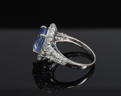 Rare 4.71ct GIA Ceylon No Heat Sapphire & 1.32ct Diamond Platinum Ring Size 6.25