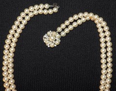 Marvella Pearl Set Necklace Earrings Case Signed Vintage