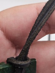 Vintage Carved Green Stone Pendant Leather Cord Necklace