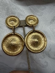 Vintage Anne Klein Couture Gold Tone Clip-On Earrings Runway Style Unsigned