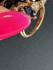Antique 14k Yellow Gold Multiple Sapphire and Diamond Cluster Ring Size 8