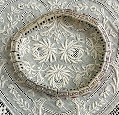 Antique Art Deco H&S Sterling Silver Ruby Red Paste Channel Set Tennis Bracelet