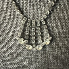 VTG Jo-Anne Jewels of Elegance Rhinestone Necklace & Clip-On Earrings Set W/ Box