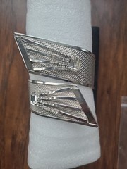 VTG Vargas Shooting Star Mesh Clamper Bracelet Earrings Set Silver Rhinestone