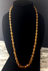 Amber Honey Color Faceted Graduating Crystal Beads Long Hand Strung Necklace G22