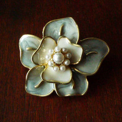 Vintage Enamel Flower Brooch Earring Pearl Women Clothing Party Accessories Gift